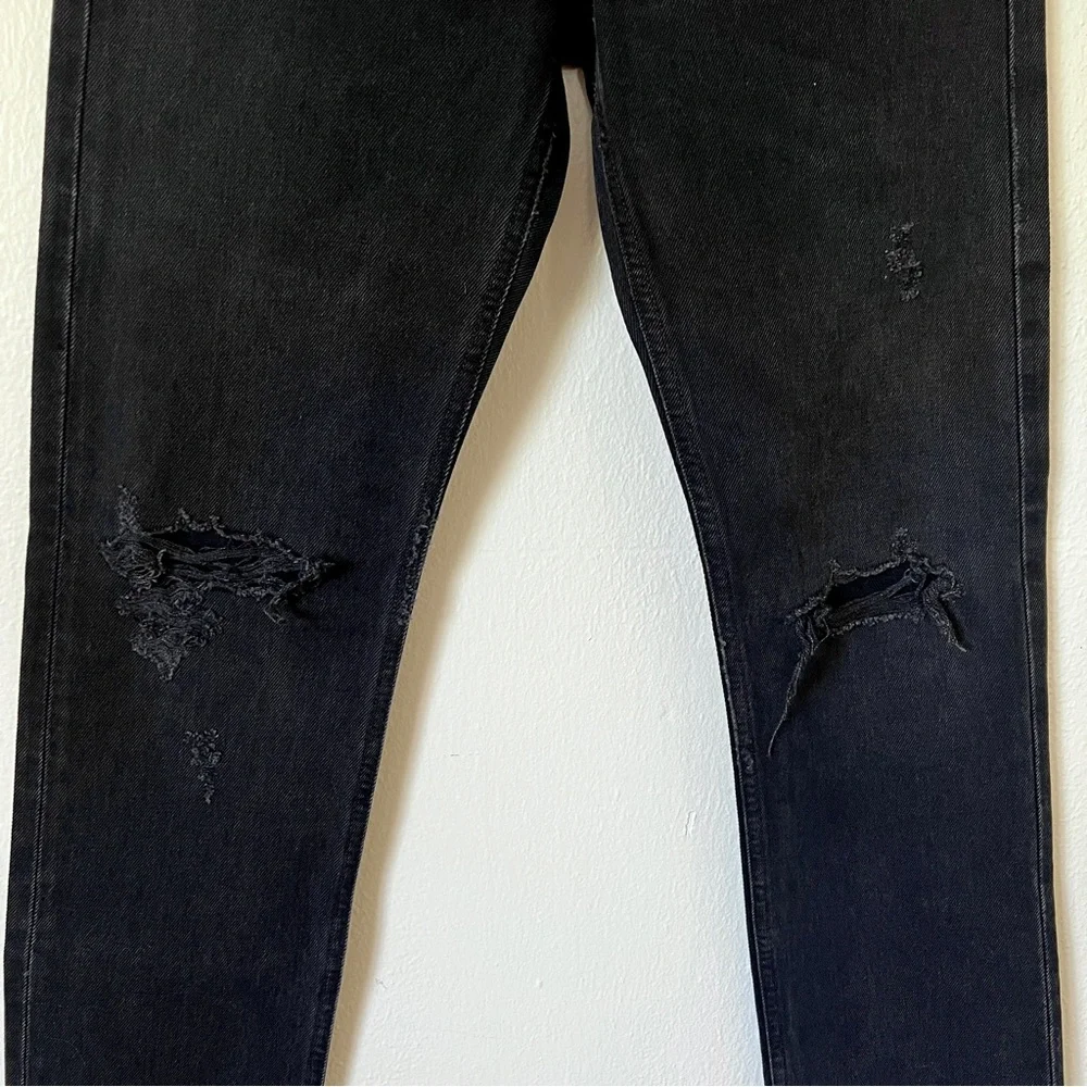 AGOLDE Cherie High Rise Straight Jeans Distortion Black Distressed - Picture 5 of 10